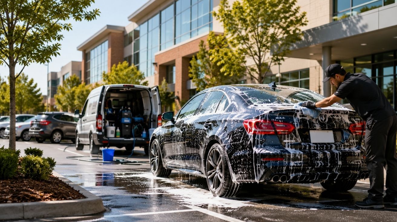 The Hidden ROI of Offering a Parking Lot Car Wash at Your Commercial Property